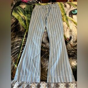 Rock & Roll Cowgirl Blue Striped Flare Jeans